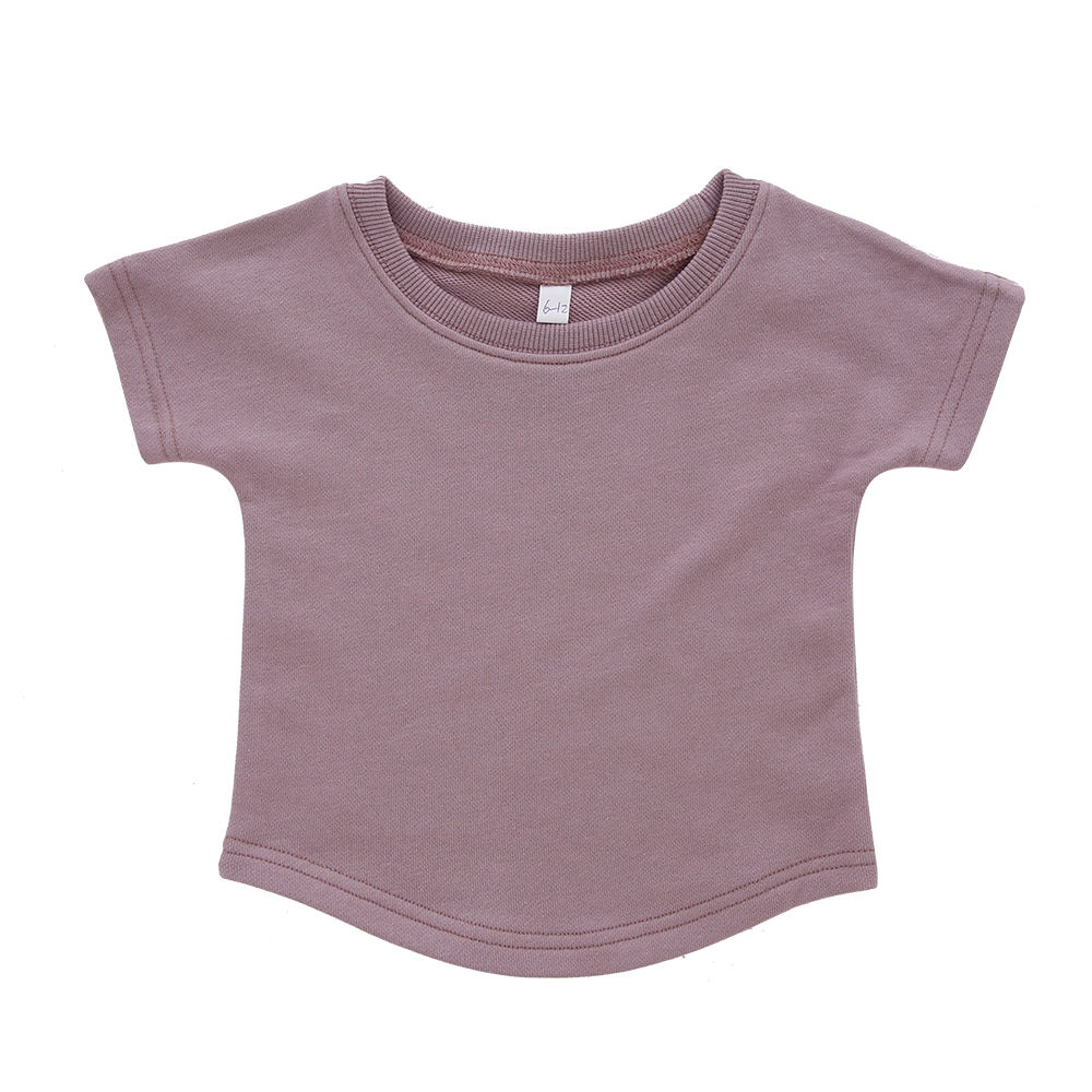 Klassisches T-Shirt aus 100 % Baumwolle, einfarbig, Nachtwäsche, kurzärmelige Oberteile aus Bambus-Bio-Baumwolle für Babys und Kinderkleidung