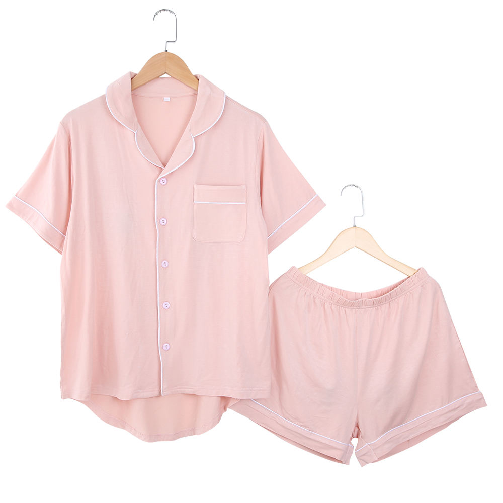Superweicher Sommer-Nachtpyjama für Damen, individuelle Farbnachtwäsche, 2-teiliges Kleidungsset, bequemer Pyjama aus Bambus-Baumwolle
