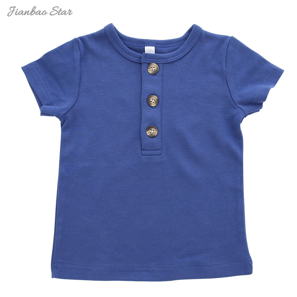 Boutique einfarbiges, kurzärmliges Baby-T-Shirt für Kinder, Kleinkinder, Sommer, Unisex, Babykleidung