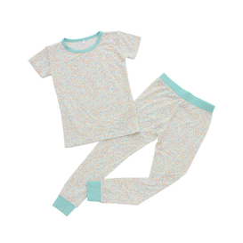 Zweiteiliges Set mit Kurzarm-Oberteil und langen Hosen für Kleinkinder, Baby- und Kinderbekleidung, einfarbiges Kinder-Pyjama-Set mit individuellem Design