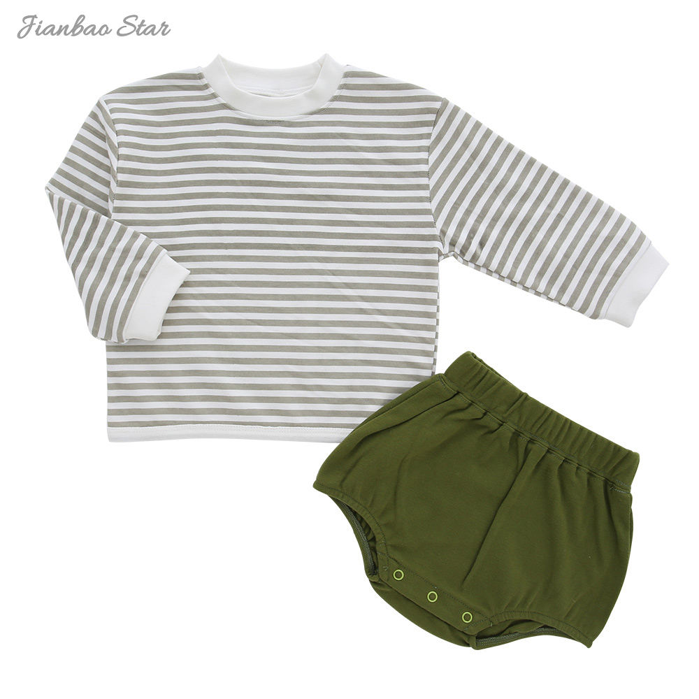 Baby- und Kinderkleidungsset aus 100 % Baumwolle, Jungen- und Mädchen-Outfits, 2-teiliges Langarm-Oberteil und kurze Shorts, Herbst- und Winterkleidung