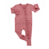 Klassisches Design, hochwertige Kleinkinder-Baby-Reißverschluss-Anzug-Overalls, Bambus-Baumwolle, lange Ärmel, einfarbig, Baby-Strampler
