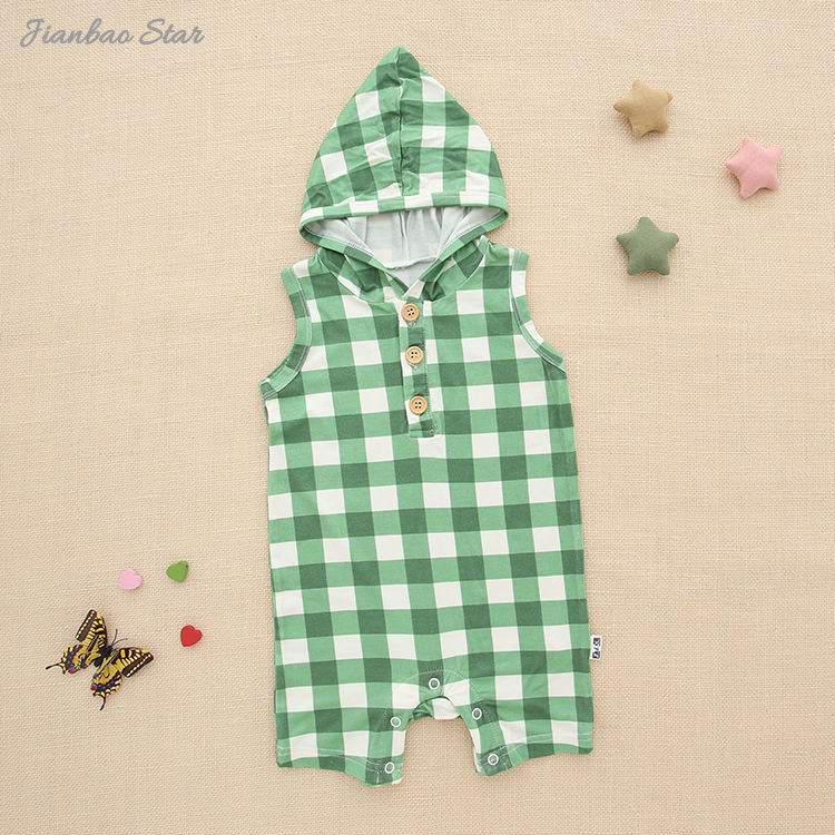 Bambus-Spandex-Strickpullover im neuen Stil, ärmellos, mit Kapuze, Tank-Baby-Strampler für Jungen und Mädchen, Sommer-Baby-Overall