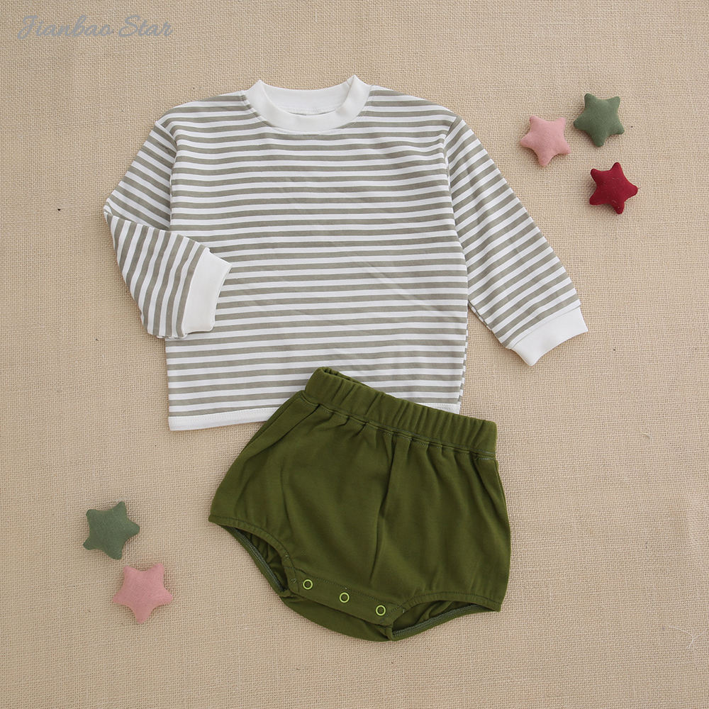 Baby- und Kinderkleidungsset aus 100 % Baumwolle, Jungen- und Mädchen-Outfits, 2-teiliges Langarm-Oberteil und kurze Shorts, Herbst- und Winterkleidung