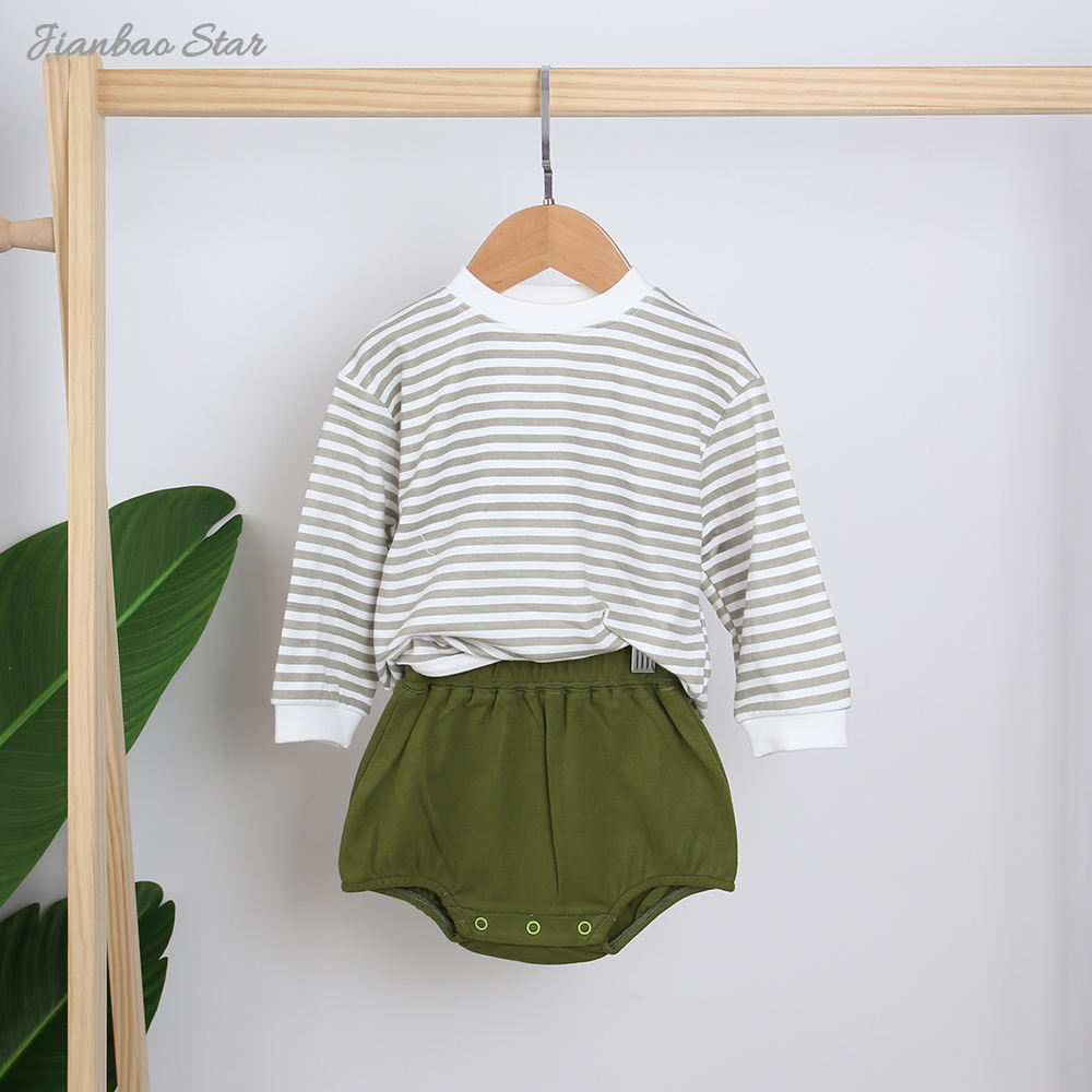 Baby- und Kinderkleidungsset aus 100 % Baumwolle, Jungen- und Mädchen-Outfits, 2-teiliges Langarm-Oberteil und kurze Shorts, Herbst- und Winterkleidung