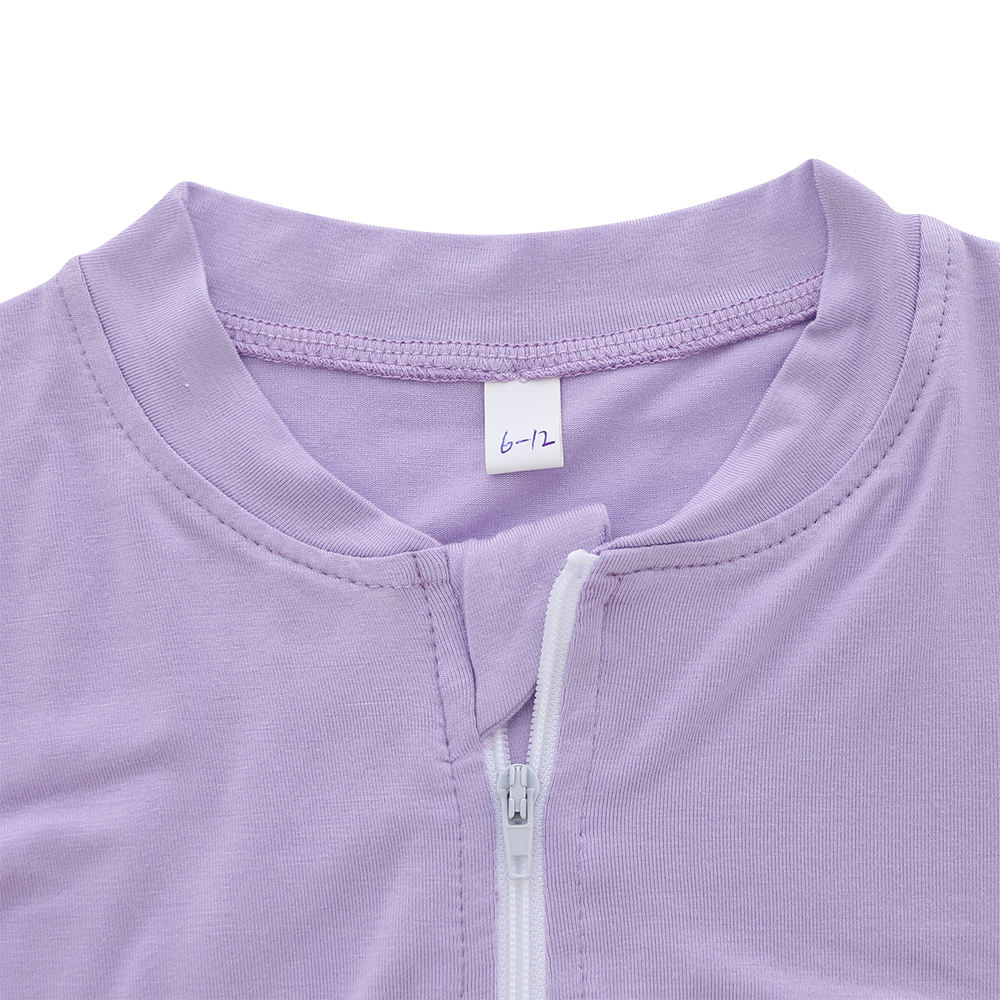 Großhandel aus Bambus-Baumwolle gestrickte Babykleidung mit individuellem Druck, einfarbig, Unisex-Schlafanzug, Frühlings- und Sommer-Babyspielanzug
