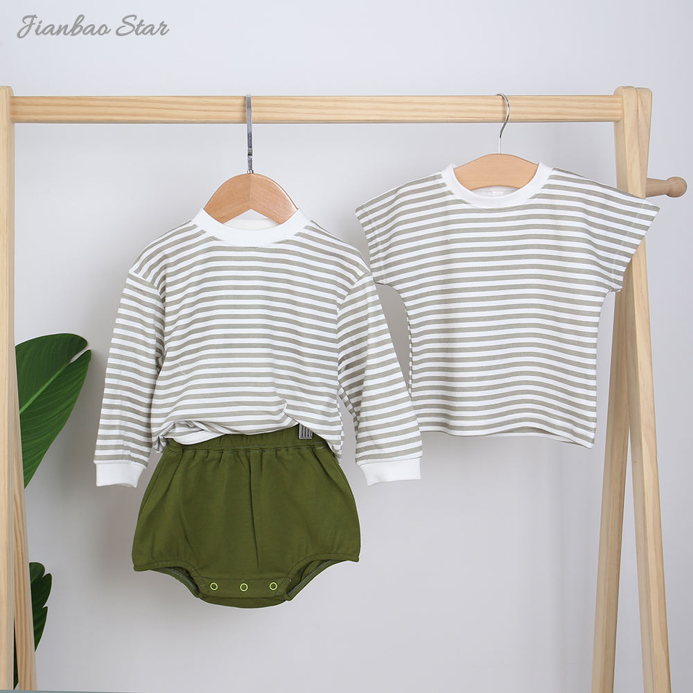 Baby- und Kinderkleidungsset aus 100 % Baumwolle, Jungen- und Mädchen-Outfits, 2-teiliges Langarm-Oberteil und kurze Shorts, Herbst- und Winterkleidung
