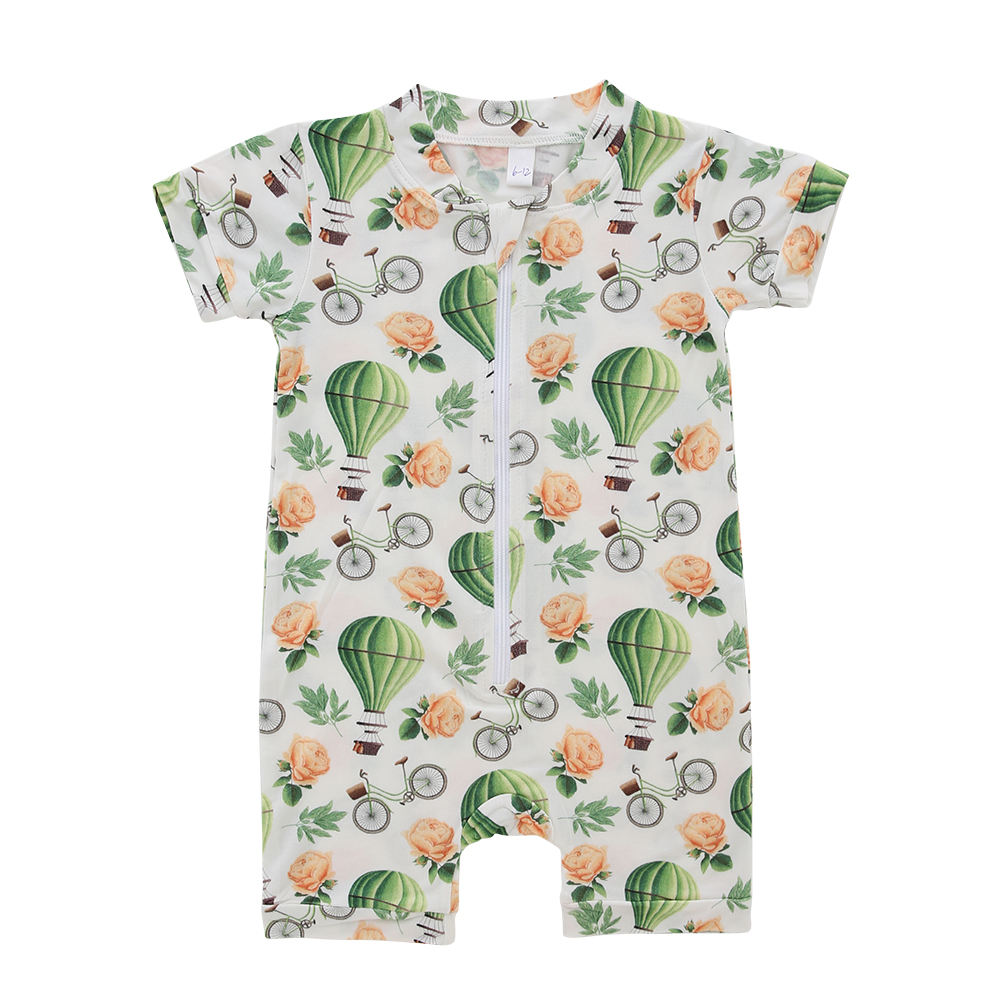 Großhandel aus Bambus-Baumwolle gestrickte Babykleidung mit individuellem Druck, einfarbig, Unisex-Schlafanzug, Frühlings- und Sommer-Babyspielanzug